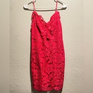 NBD Bradley hot pink lace mini cocktail dress!